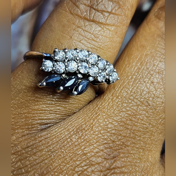 Sapphire & Cz Silver Size 7 Ring - Picture 9 of 10